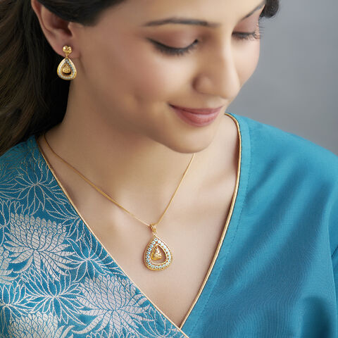 Charming Enamel Pendant and Earrings Set