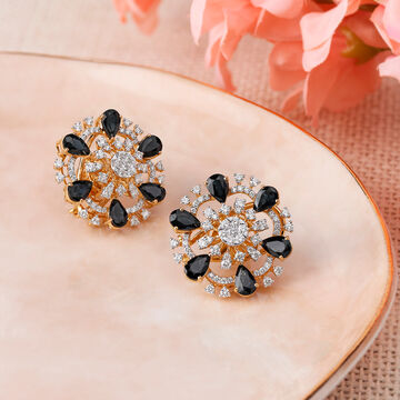 Modish Floral Diamond Stud Earrings
