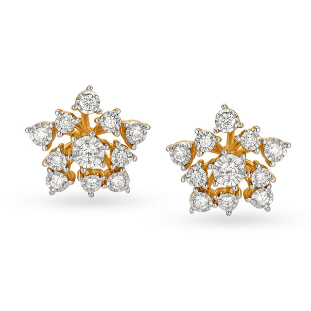 Snowflake diamond and sapphire stud earrings
