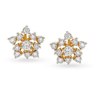 Dainty Snowflake Diamond Stud Earrings