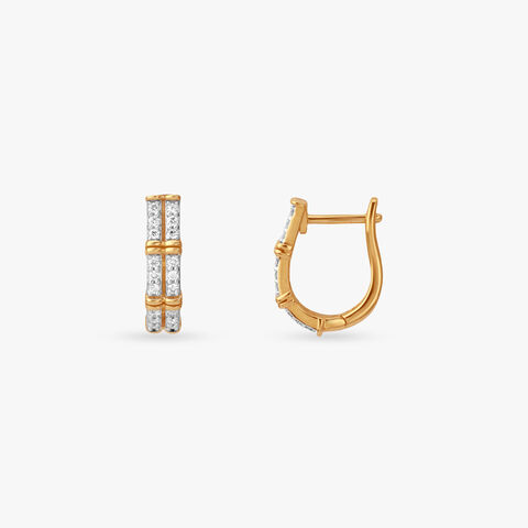 Gleaming Grid Diamond Hoop Earrings