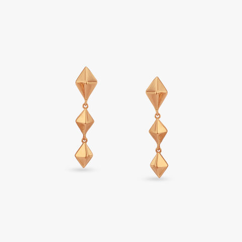 Triple Edge Gold Drop Earrings