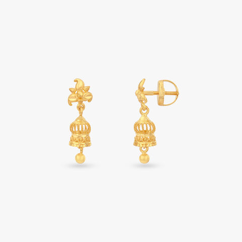 Bloom Chime Gold Jhumka Earrings for Kids