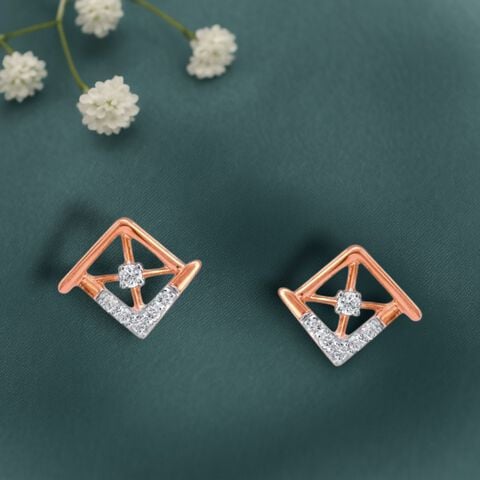 Chic Angles Diamond Stud Earrings