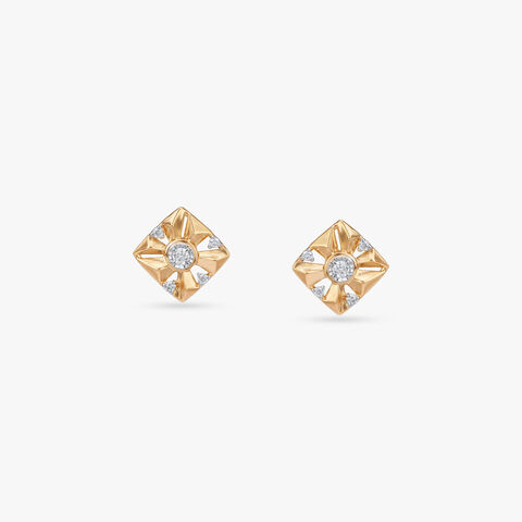 Halo Grid Diamond Stud Earrings
