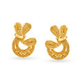Stylish 22 Karat Gold Textured Stud Earrings,,hi-res image number null