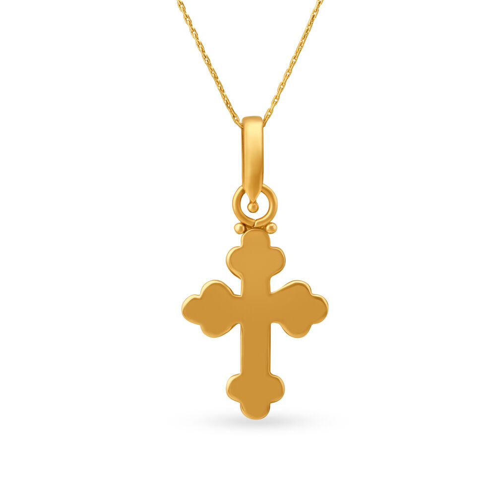Gold cross pendant tanishq new arrivals