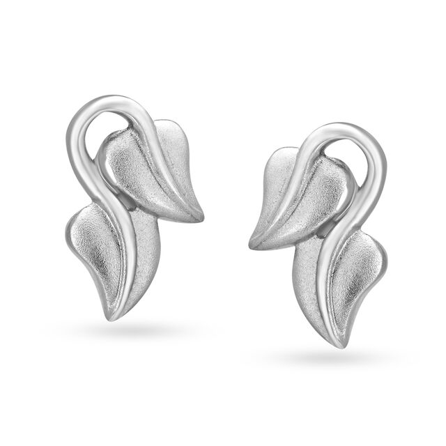 Leaf Inspired Platinum Stud Earrings,,hi-res image number null