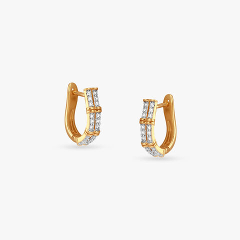 Gleaming Grid Diamond Hoop Earrings