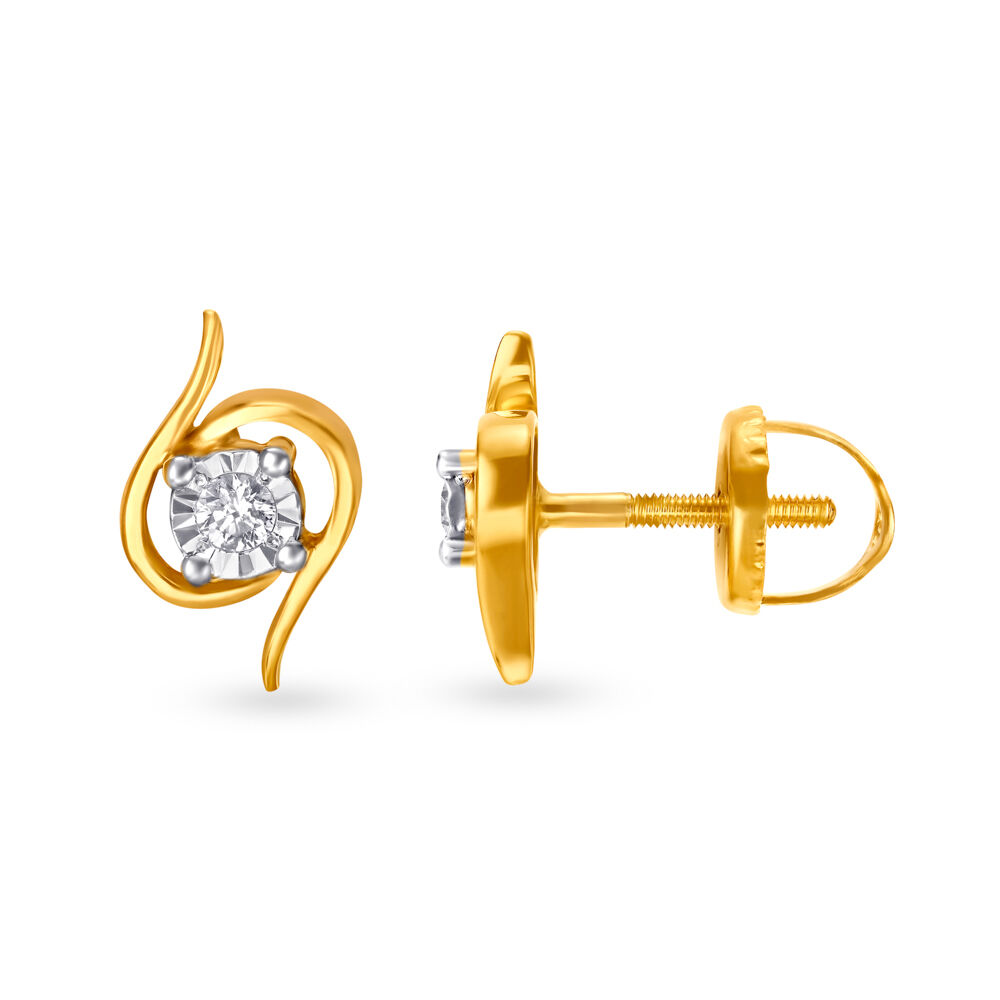 Modern Single Stone Diamond Stud Earrings