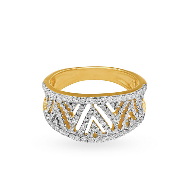 Extravagant 18 Karat Yellow Gold And Diamond Finger Ring,,hi-res image number null