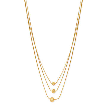 22KT Yellow Gold Luminous Trendy Triple Orb Studded Layer Gold Chain