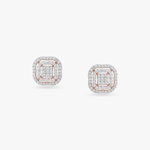 Cushion Layers Diamond Stud Earrings