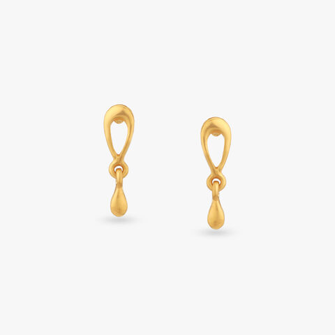 Dewdrop Charm Gold Stud Earrings