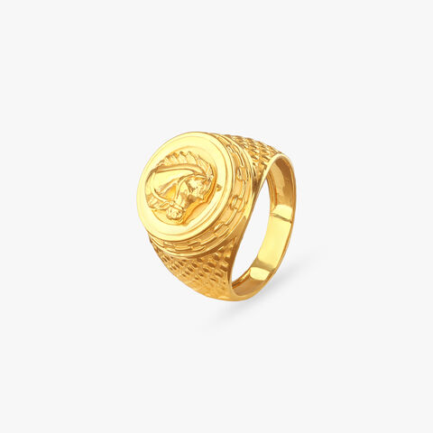 Horse Crest Gold Ring for Men