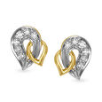 Intertwining Leaves 2 Tone Gold and Diamond Stud Earrings,,hi-res image number null