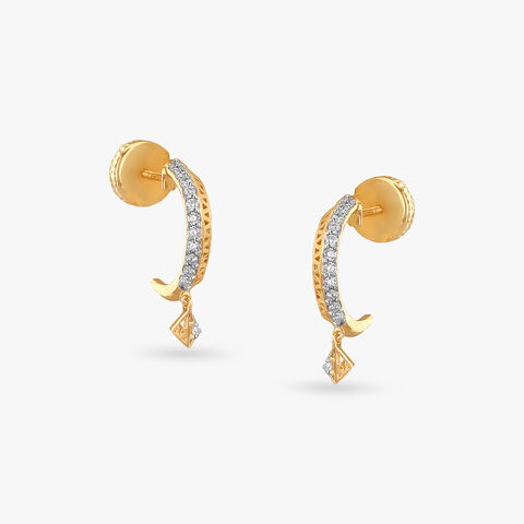 Modern Arch Diamond Hoop Earrings