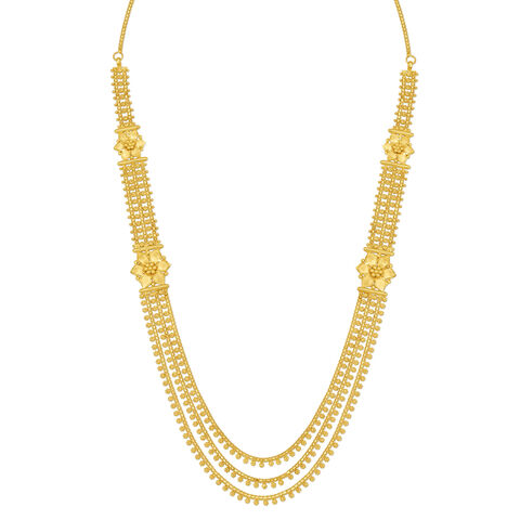 Cultured Yellow Gold Triple Strand Floral Haaram