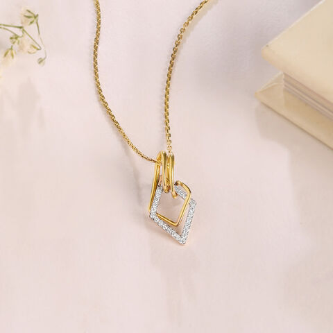 Geometric Charm Gold & Diamond Pendant