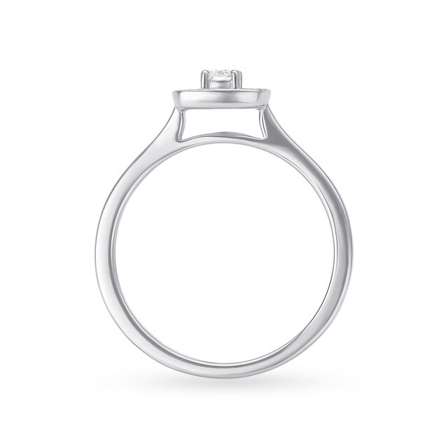 14KT White Gold Diamond Finger Ring,,hi-res image number null