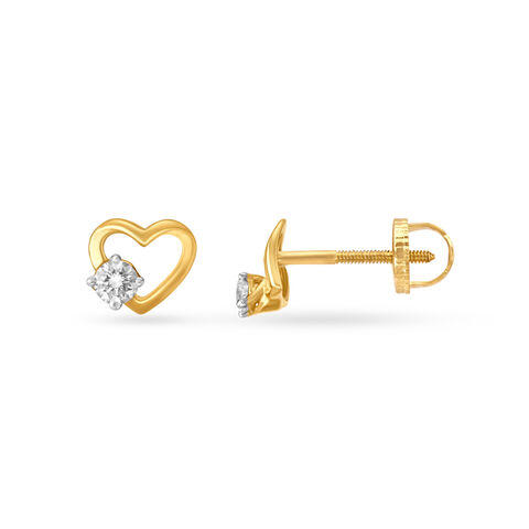 Dainty Heart Stud Diamond Earrings