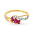 Tantalizing 18 Karat Yellow Gold And Diamond And Ruby Oval Ring,,hi-res image number null