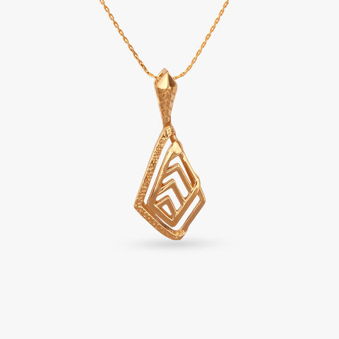 Geometric Chevron Gold Pendant and Earrings Set