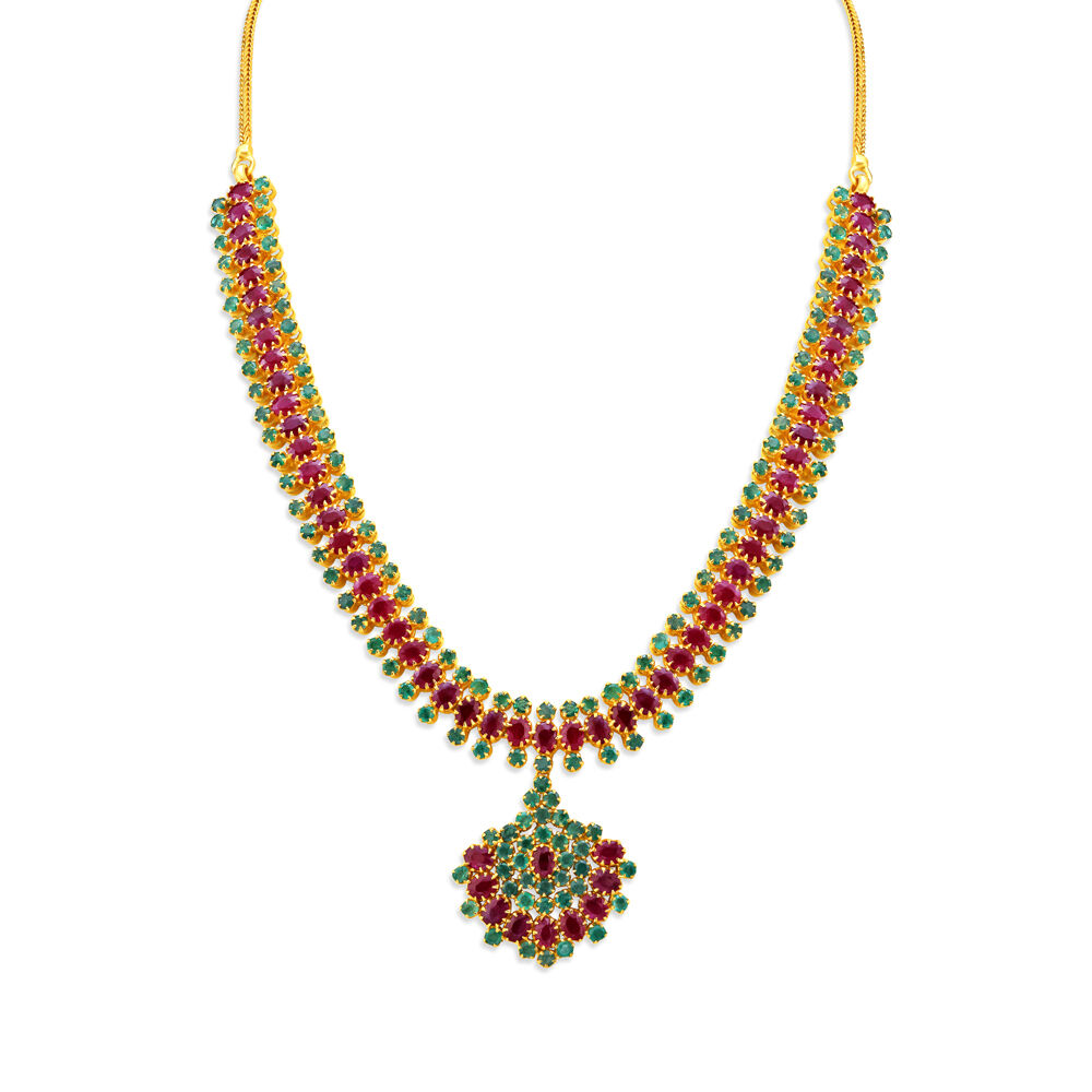 Ruby necklace tanishq shop