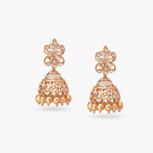 Ethereal Diamond Cascade Jhumka,,hi-res image number null