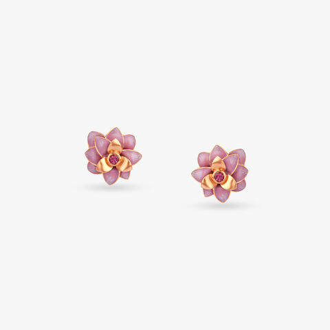 Lotus Reverie Gold Stud Earrings