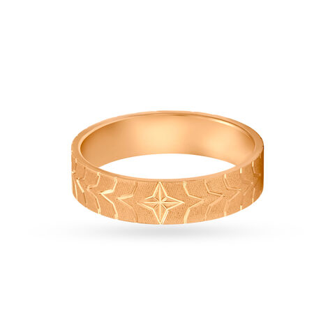 Symmetrically Carved Gold Finger Ring For Men
