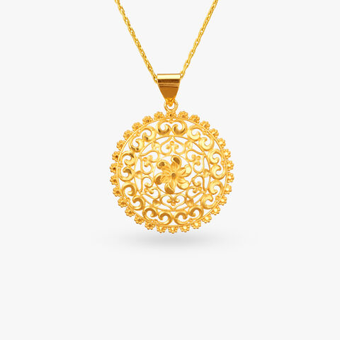Royal Bloom Gold Pendant and Earrings Set