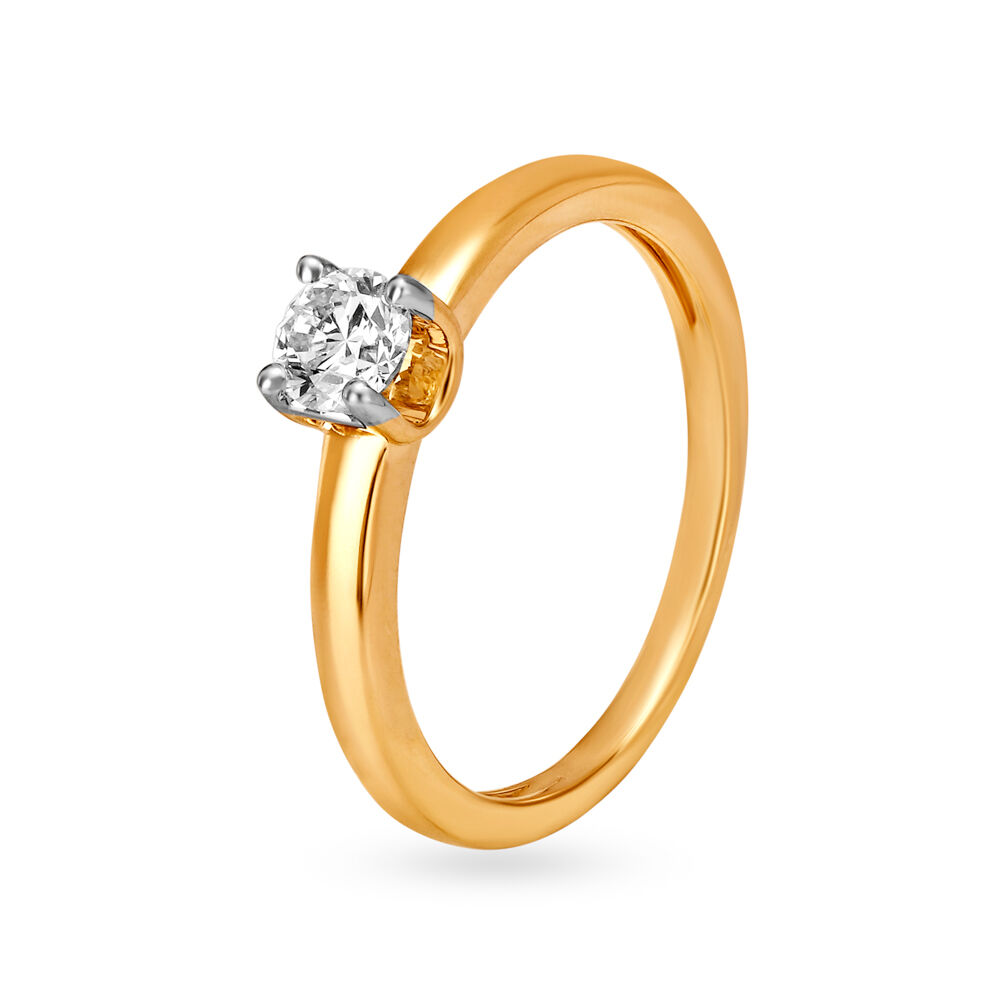 Fascinating 18 Karat Gold And Diamond Solitaire Finger Ring
