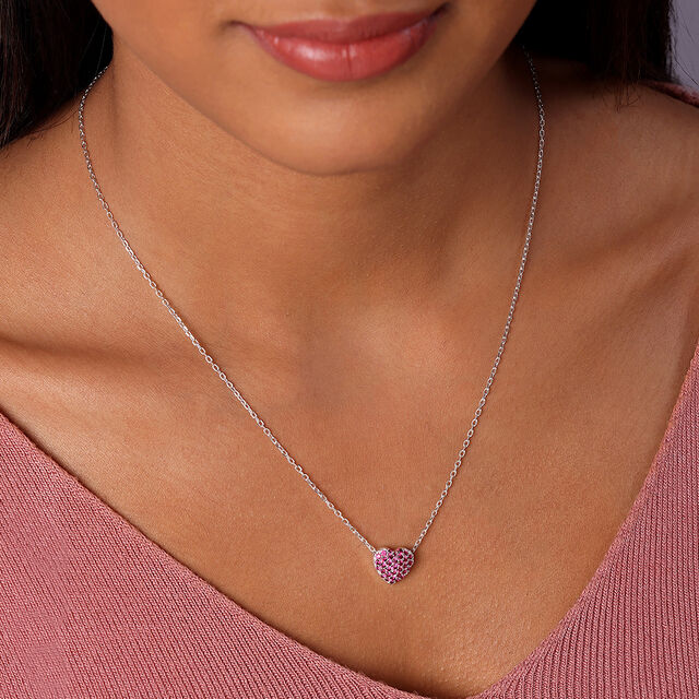 Pretty Pink Silver Necklace for Women