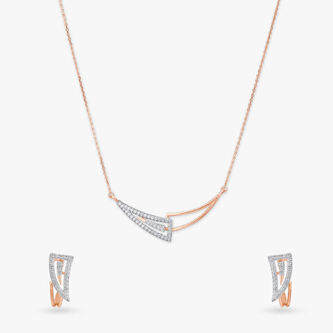 Sculpted Edge Diamond Necklace Set