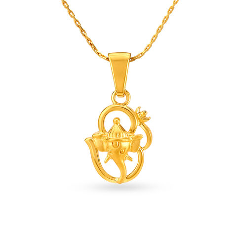 Dainty Gold Pendant with Om and Ganesha Design