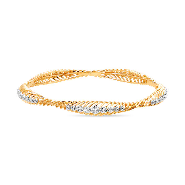14 KT Yellow Gold Slant Line Bangle,,hi-res image number null