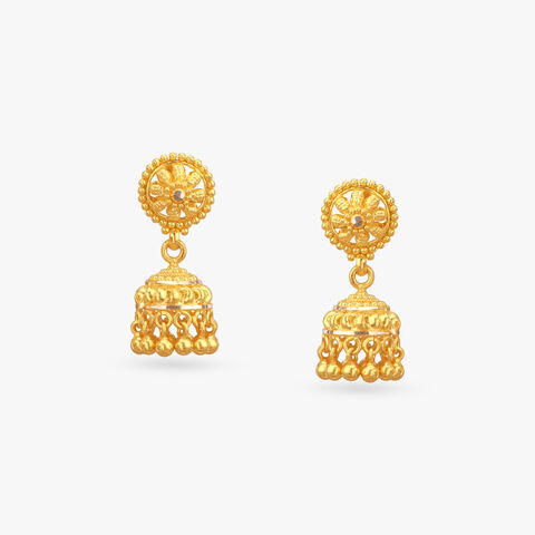 Ghungroo Bloom Gold Jhumka Earrings