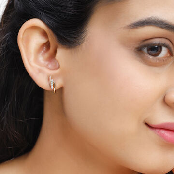 14Kt Yellow Gold Break Barriers Diamond Hoop Earring