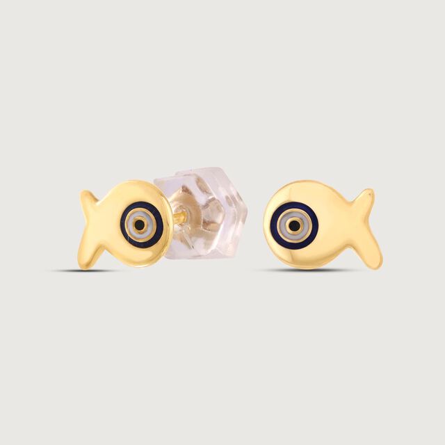 Lucky Fish Gold Stud Earrings