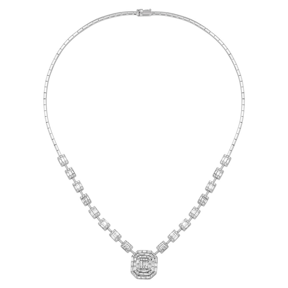 Chic White Gold and Diamond Necklace