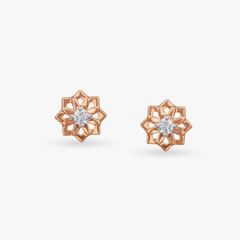Twinkling Petal Diamond Stud Earrings For Kids