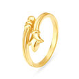 Simplistic 22 Karat Yellow Gold Flowerbud Finger Ring,,hi-res image number null