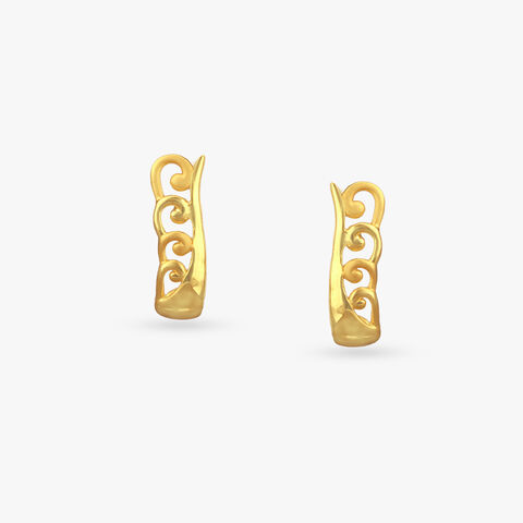 Leaf Loop Gold Stud Earrings
