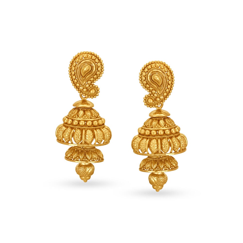 Meticulous 22 Karat Yellow Gold Antique Earrings