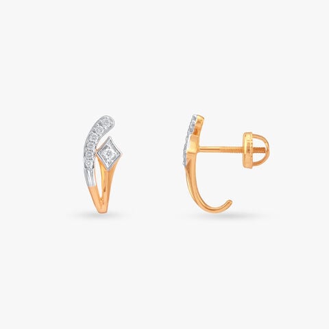 Geometric Loop Diamond Hoop Earrings