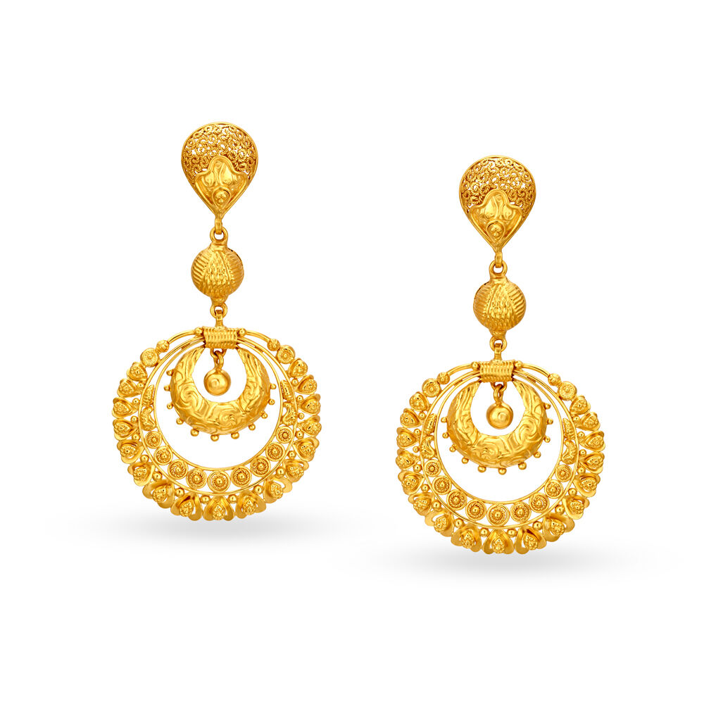 Exquisite Traditional Temple Design Gold Drop Earrings