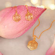Hexagonal Pendant and Earrings Set,,hi-res image number null