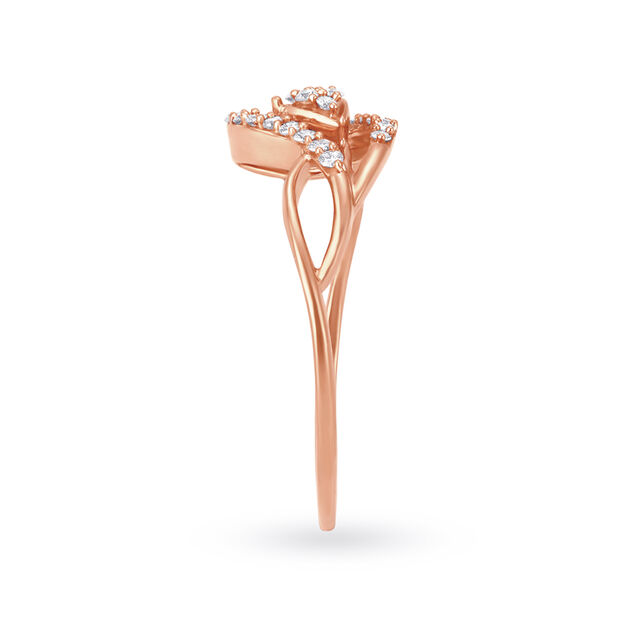Ornamental 18 Karat Rose Gold And Diamond Teardrop Ring,,hi-res image number null