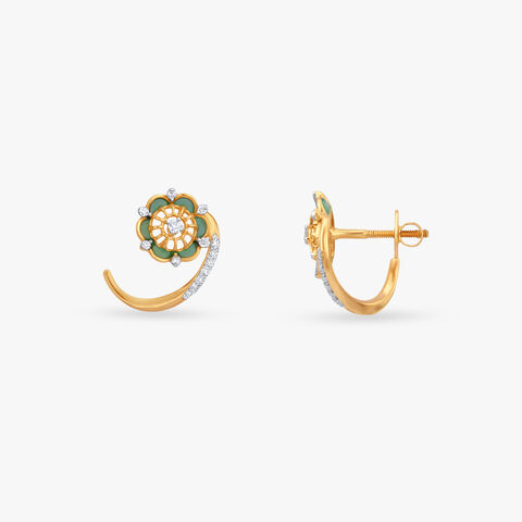 Mint Crescent Diamond Stud Earrings